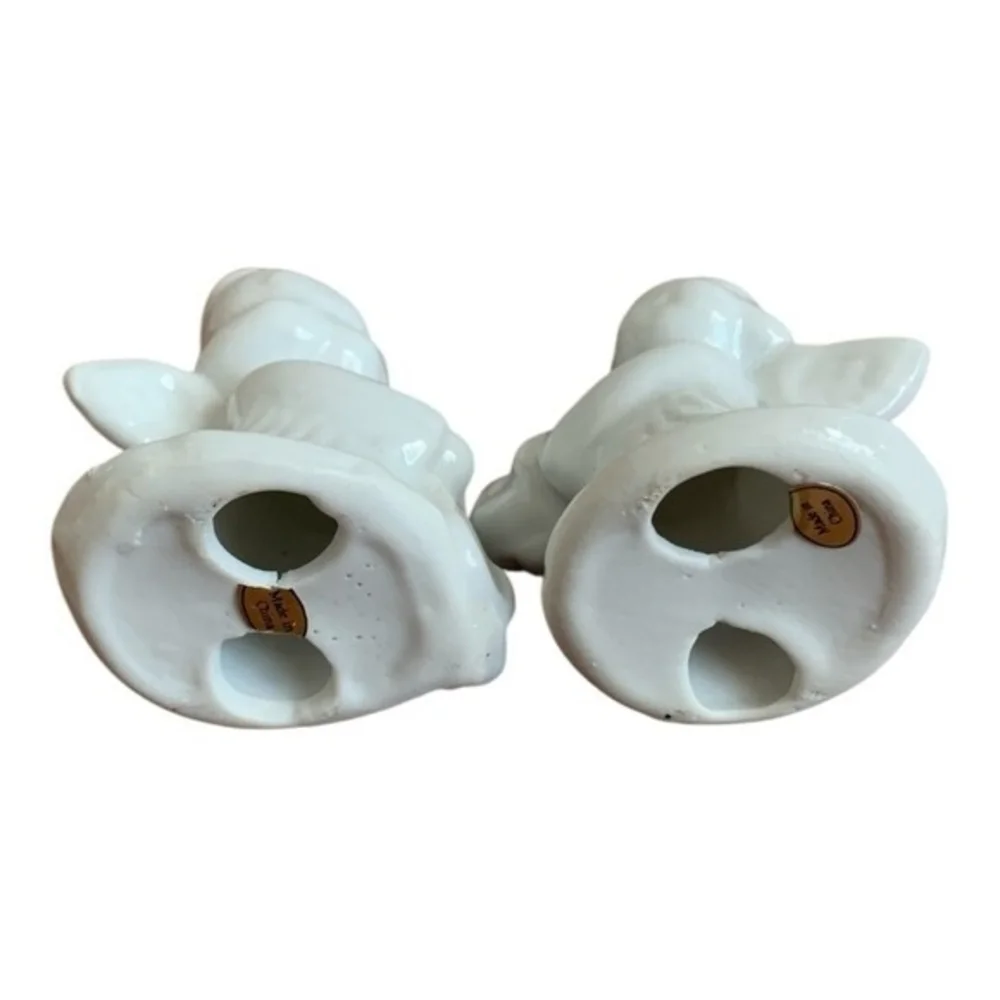 Set 4 White Ceramic Angel Musician Figurines 3